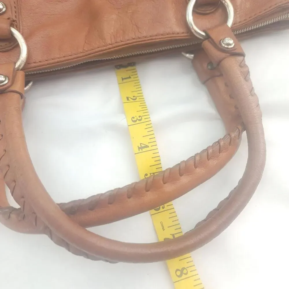 Vintage 80's Women's Michael Kors Tan Leather Canvas Liner Distressed...